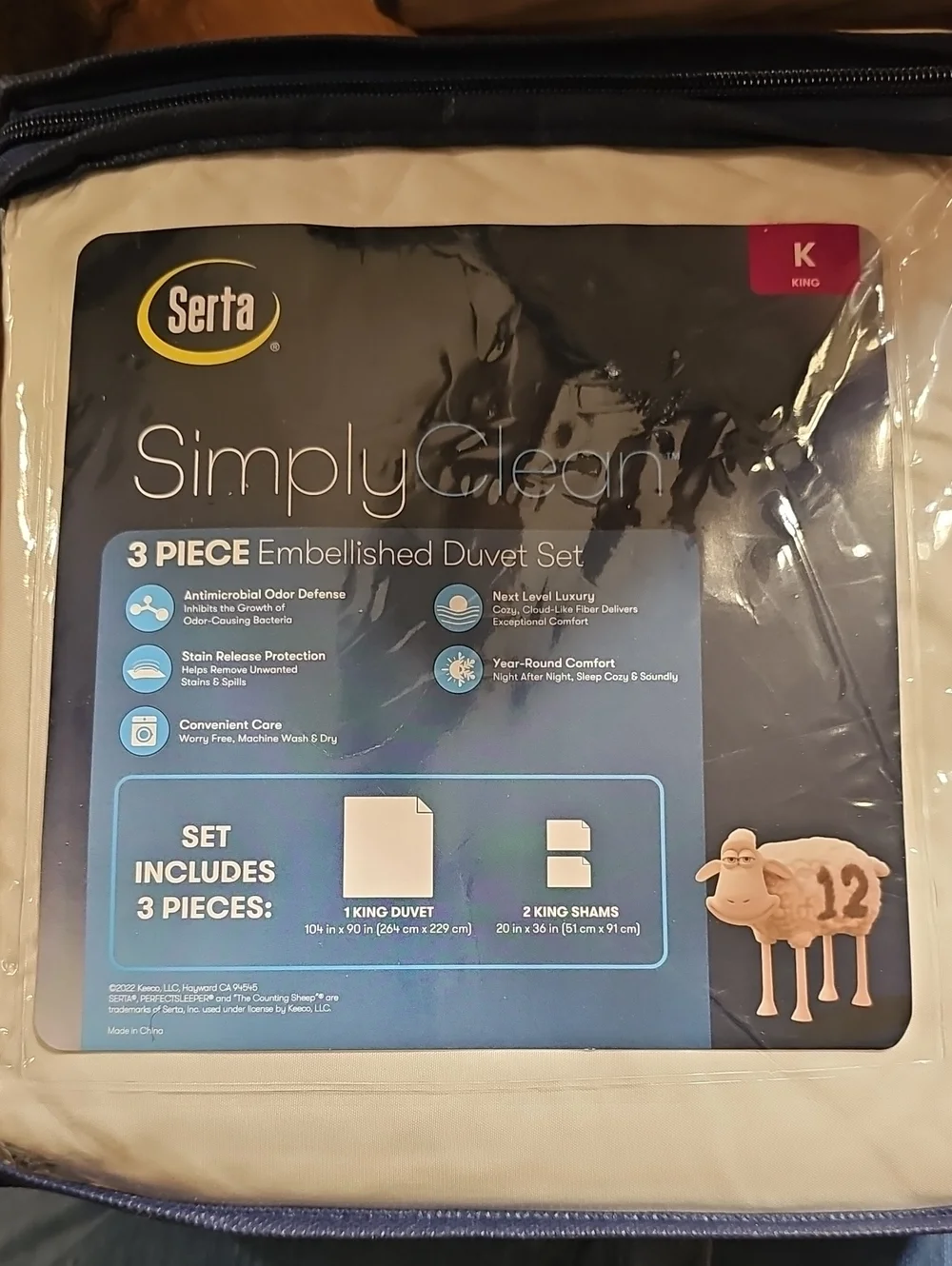 Serta SimplyClean White Embellished Duvet Set - King